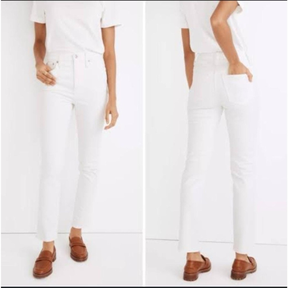 Madewell The Mid-Rise Perfect Vintage Straight Jeans in white, size 26.